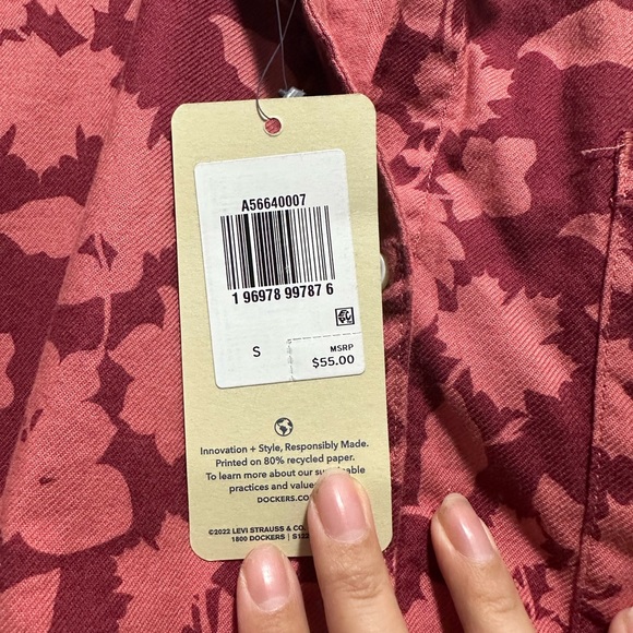 Vintage Y2K Dockers Women's Red Floral Button Down Shirt new with tags - Picture 4 of 9